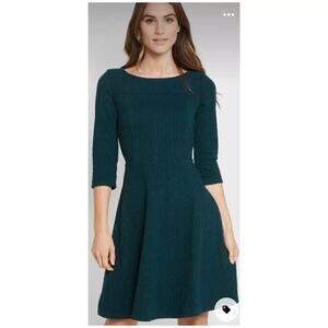ModCloth Dress Small Green Braid My Entire Day 3/4 Sleeve Textured